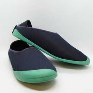 Mahabis Women's Navy Blue Breathable Slippers w/ Removable Teal Bottoms US 9.5